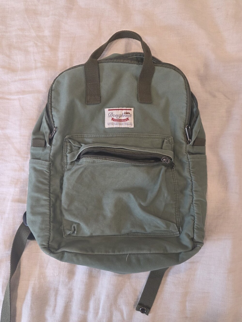 Doughnut Outdoor Adventure Sage Green Canvas Backpack Daypack Unisex